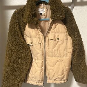 Universal Thread Olive and Beige Teddy Jacket
